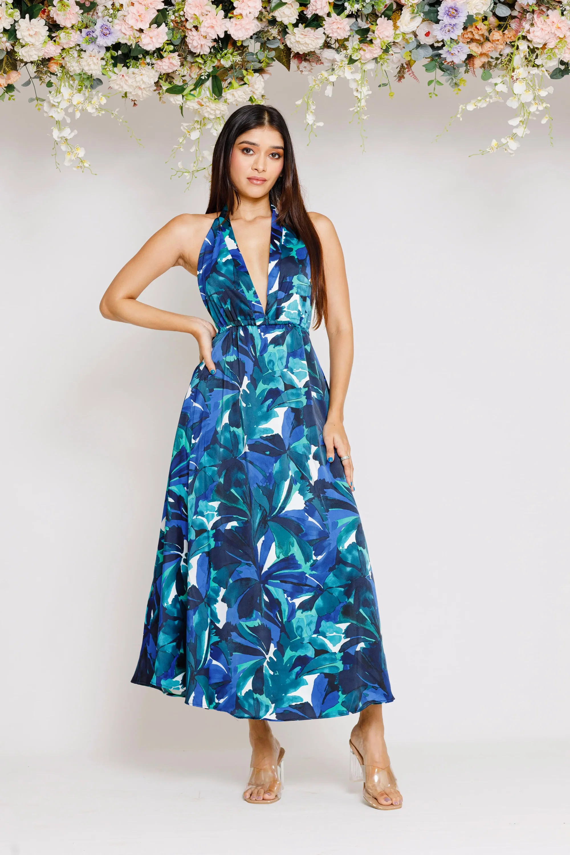 RAMONA HALTERNECK FLARED DRESS